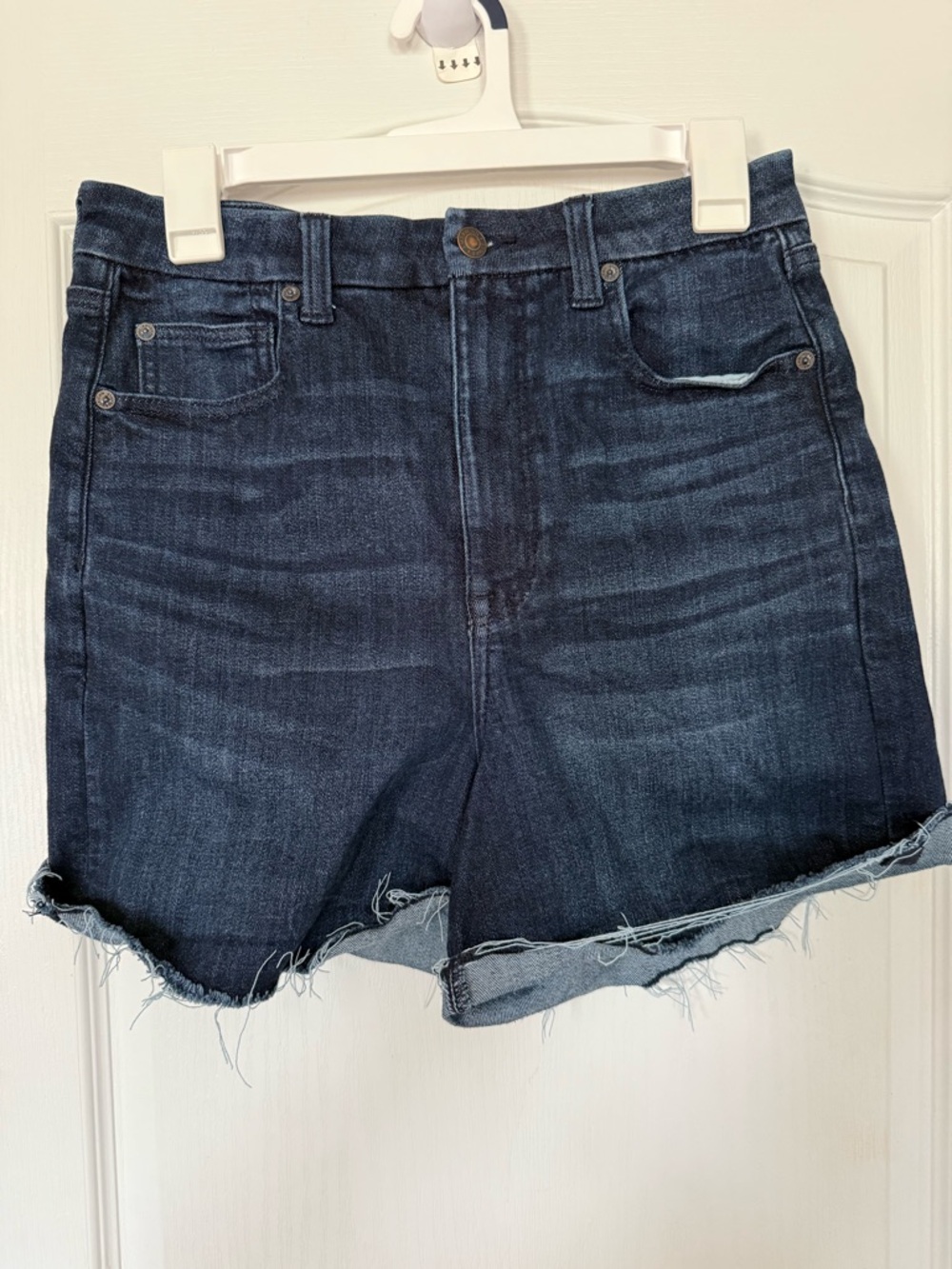 American Eagle Outfitters Dark Blue High-Rise Denim Jean Shorts
